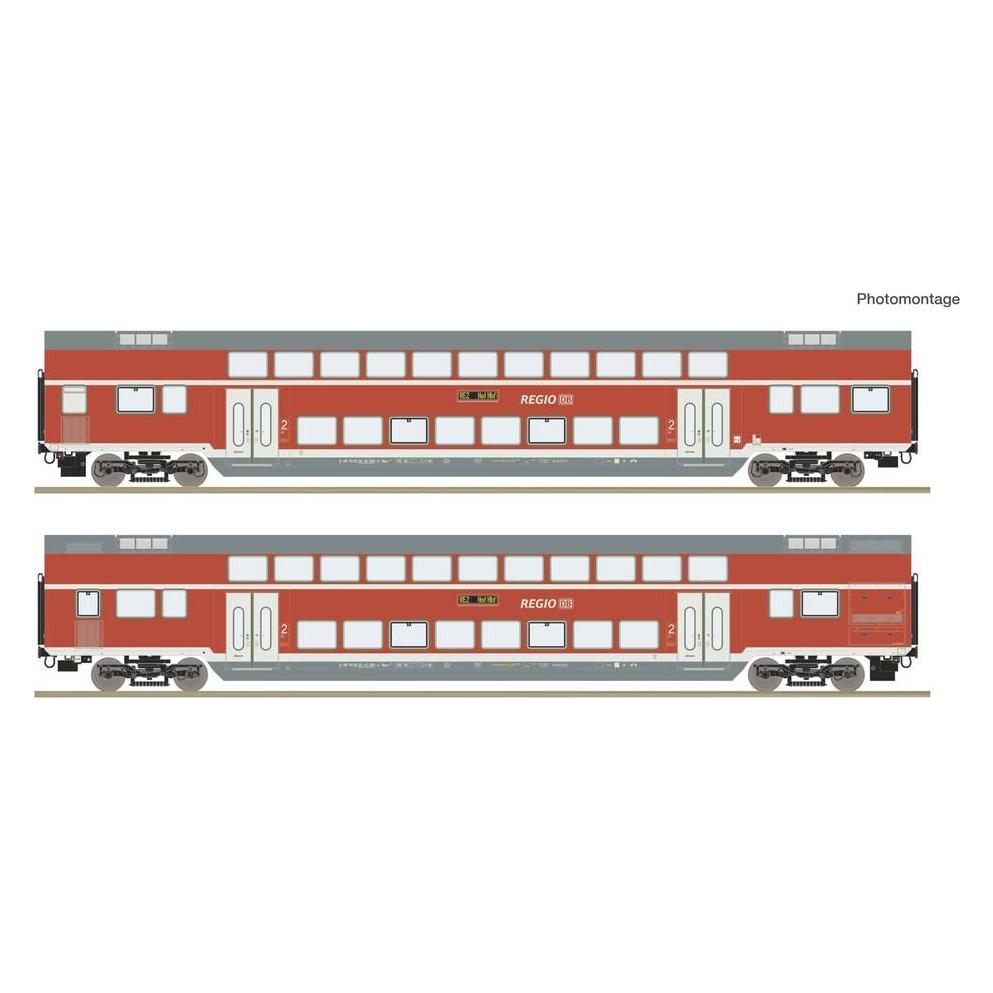 Roco 6200249 H0 2-piece Set: Double-decker coach (DC) Wagon set with two double-decker wagon 2. (Spur H0) (76183204)