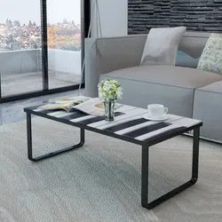 Couchtisch Glasplatte | vidaXL : Farbe - Schwarz (Gestell) und  Klavier-Motiv (Glas)