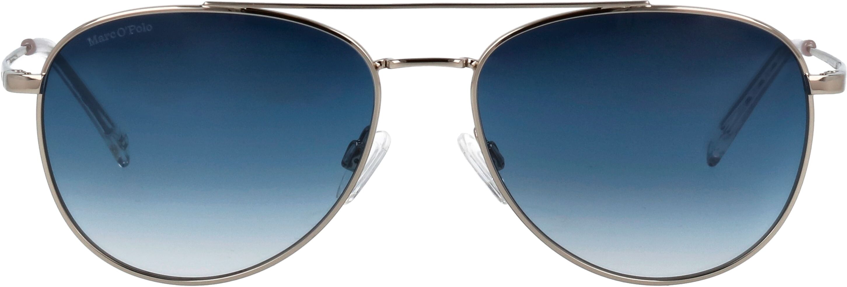 Marc O' Polo Pilotenbrille MARC O'POLO "Modell 505066", Herren, blau (silber), clean, matt, metallic, Sonnenbrillen Pilotenbrille, Logoschriftzug auf dem Glas
