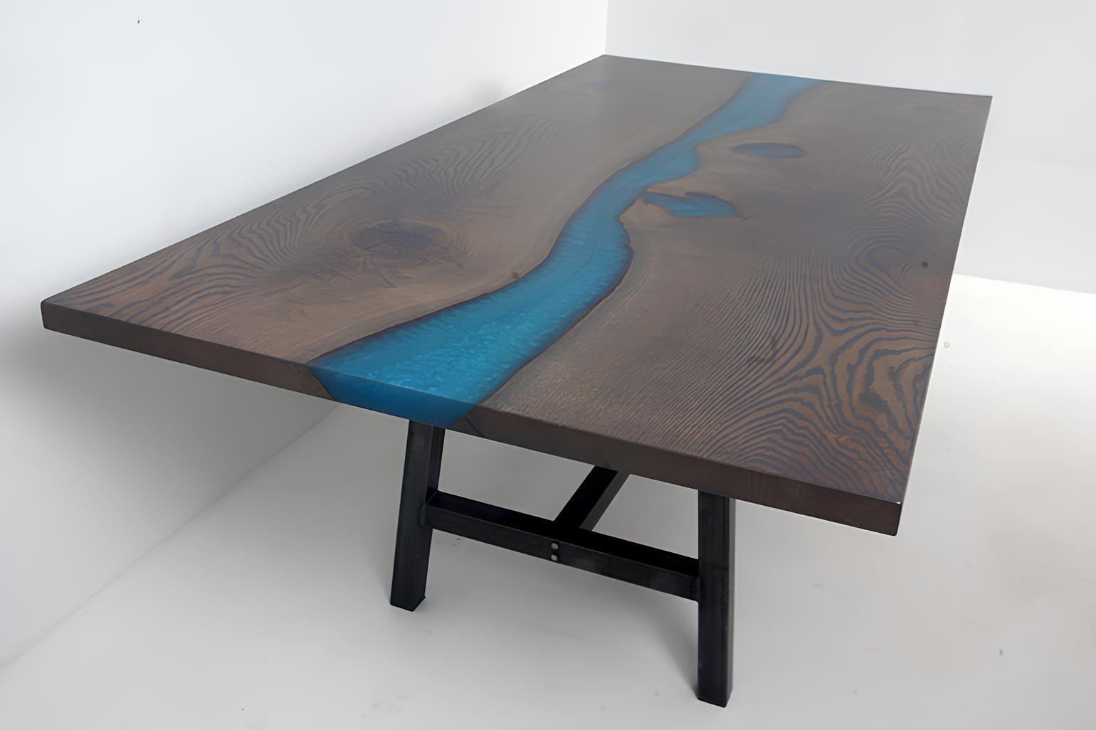 Epoxidharz Esstisch River Table Echtes Holz Massiv Tische 220x100 Flusstisch