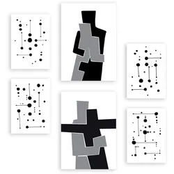 POSTER Set Mit 6 Balck Und Weiß In Liebhaber Abstrakt A3 & A4 Rahmenlos