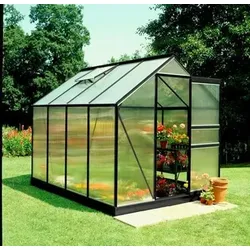 Halls Gewächshaus Popular - 5.0 m2 Schwarz mit 4 mm Stegdoppelplatten