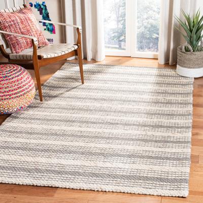 SAFAVIEH Handmade Marbella Casual Stripe Beige/Brown Wool Rug