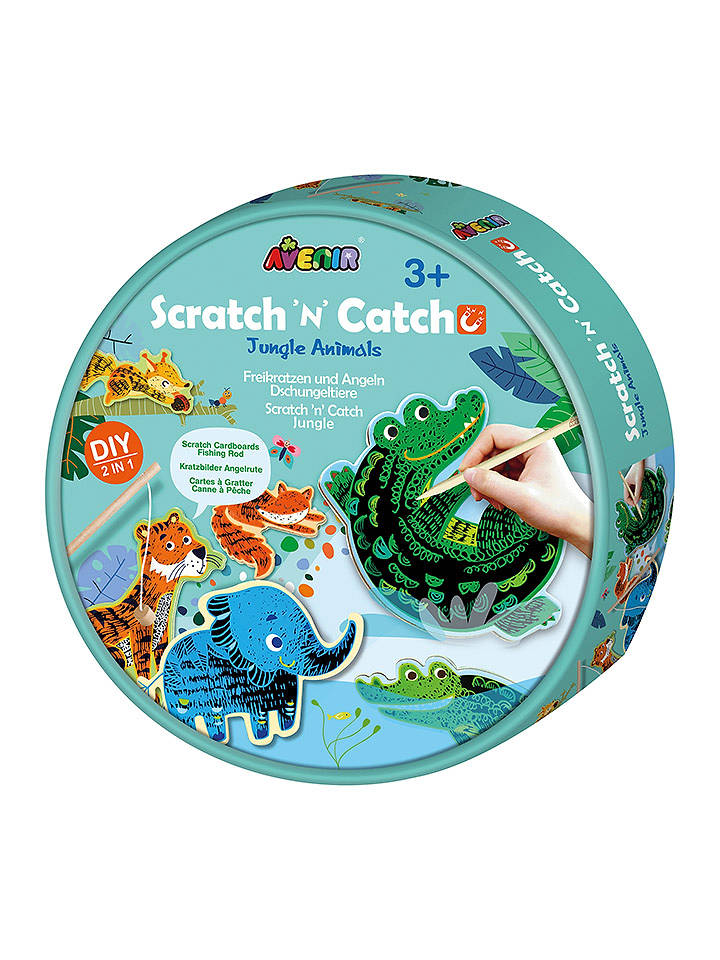 Avenir 2in1-Kratzbilder-Angelspiel "Dschungeltiere" - ab 3 Jahren - onesize