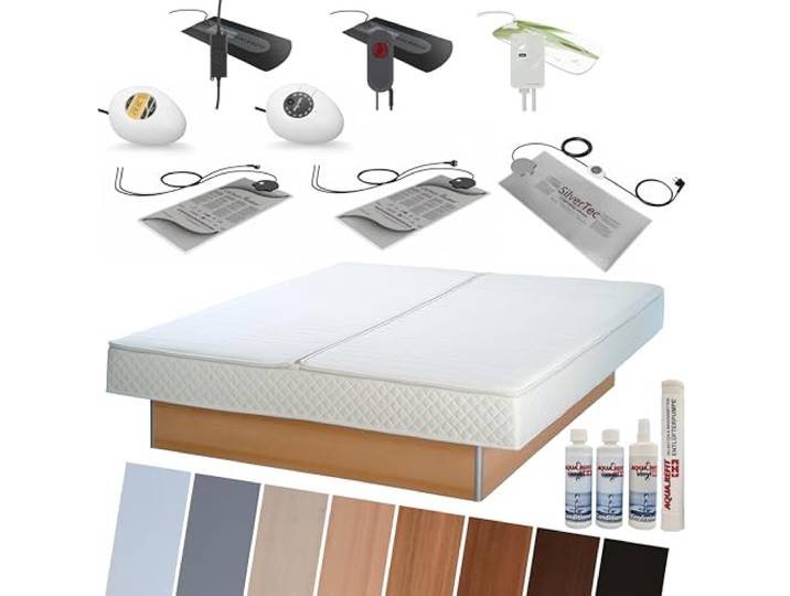 Wasserbett KOMPLETT Bett Softside DUAL mit Podest/Sockel – hochwertiges Doppelbett mit Wasserbettmatratzen & Komfortausstattung – inkl. Pflegeset & Befüllschlauch – für gesunden Schlaf – 180x210 cm F3