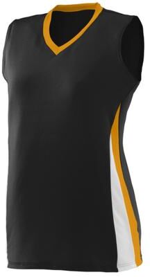 Augusta Sportswear 1355 Athletic Women's Tornado Jersey T-Shirt in Black/Gold/White size Large   Polyester