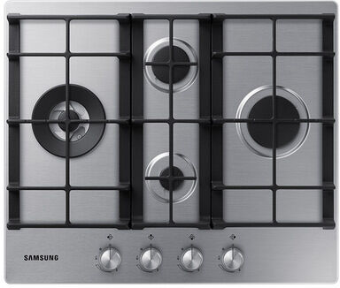 Samsung NA64H3031BS Piano cottura a gas 60cm 4 bruciatori Griglie in ghisa, Inox