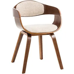 Décoshop26 - Besucherstuhl ohne Rollen Stoff und Holz Retro-Design und maximaler Komfort cremefarbenes Walnuss-Finish BUR10546
