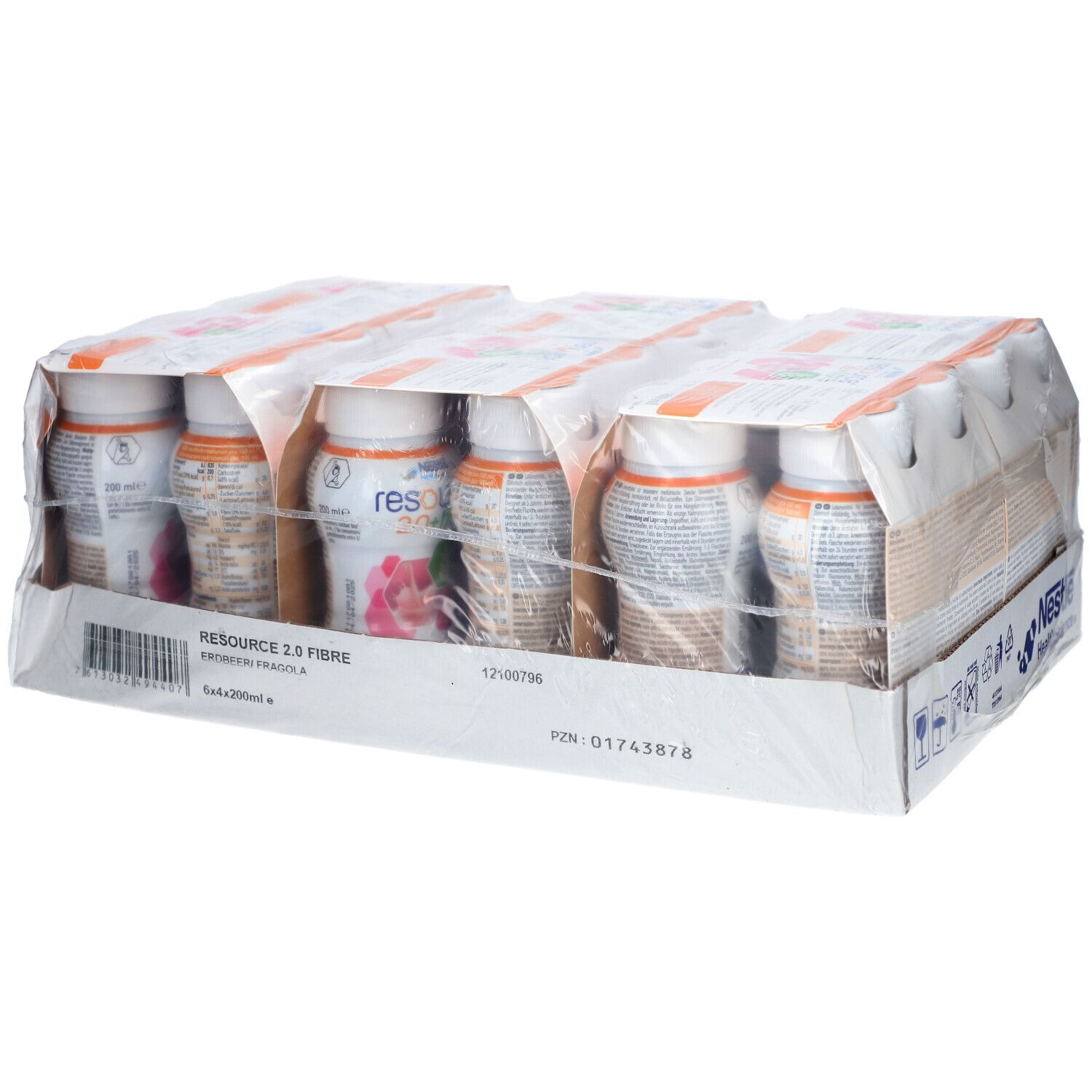 Resource 2.0+fibre Erdbeere 6x4x200 ml Flüssigkeit