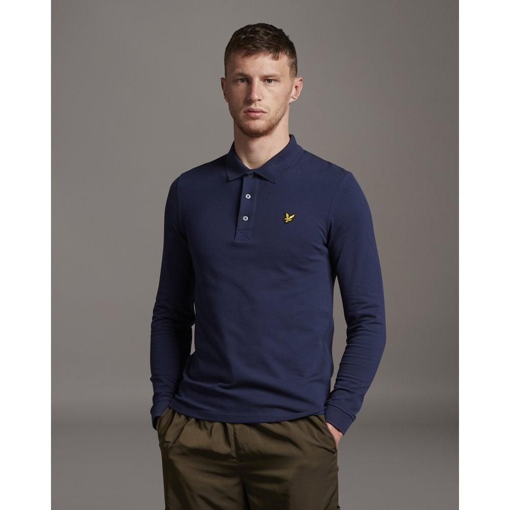 Lyle & Scott Langärmeliges Poloshirt in Navy