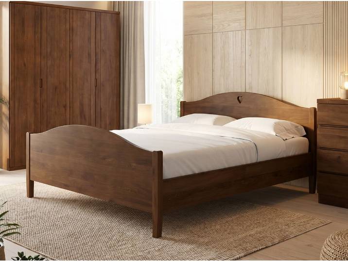 Bett Kernbuche Dunkel „Hermine“ 140 x 190 cm Massivholz Buche Dunkel