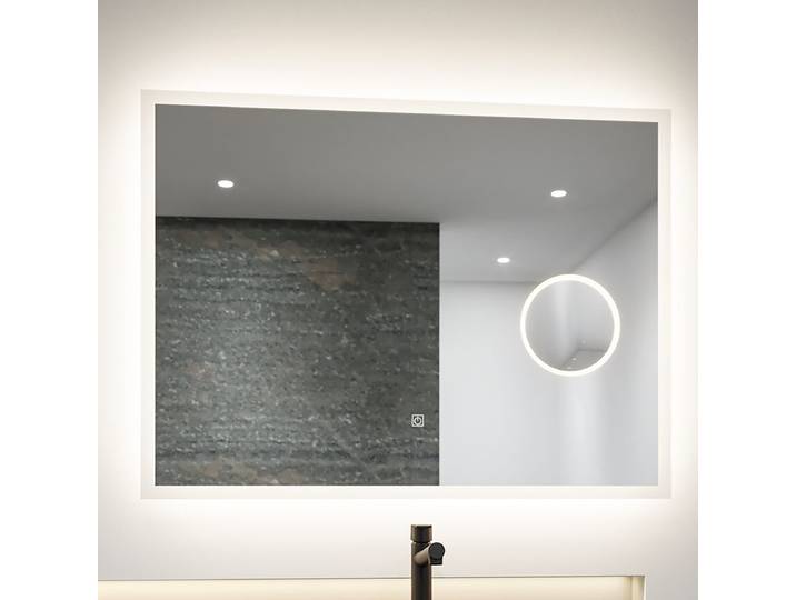 LED-Spiegel 80 x 60cm Silber Eisen, lackiert Spiegelglas 80 x 60cm