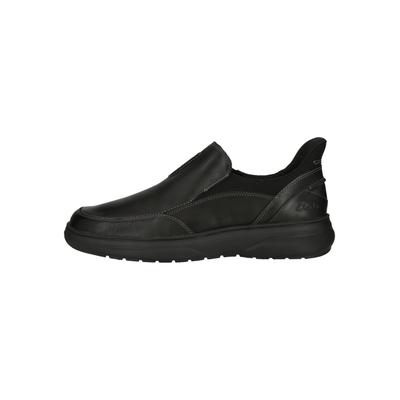 Slipper CLARKS "Mullan Step", Herren, Gr. 42,5, schwarz, Leder, Schuhe Slipper, mit leichter Einstieg-Fersenkonstruktion