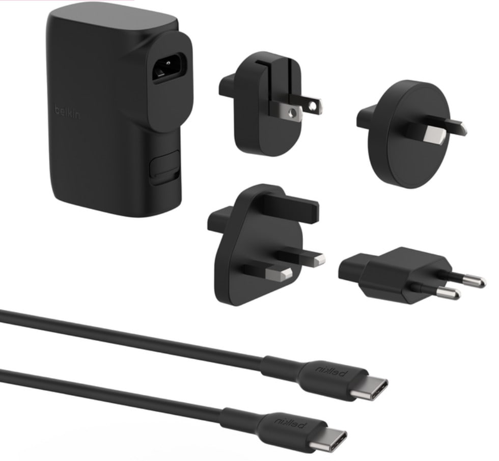 Belkin BOOST CHARGE Hybrid Dual USB-C/USB/A-Ladegerät (25 W) 5K-Powerbank, UK, EU, US, AU, schwarz BPZ003bt1MBK-B6