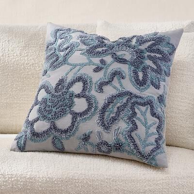 Ansel Floral Embroidered Pillow - Grandin Road