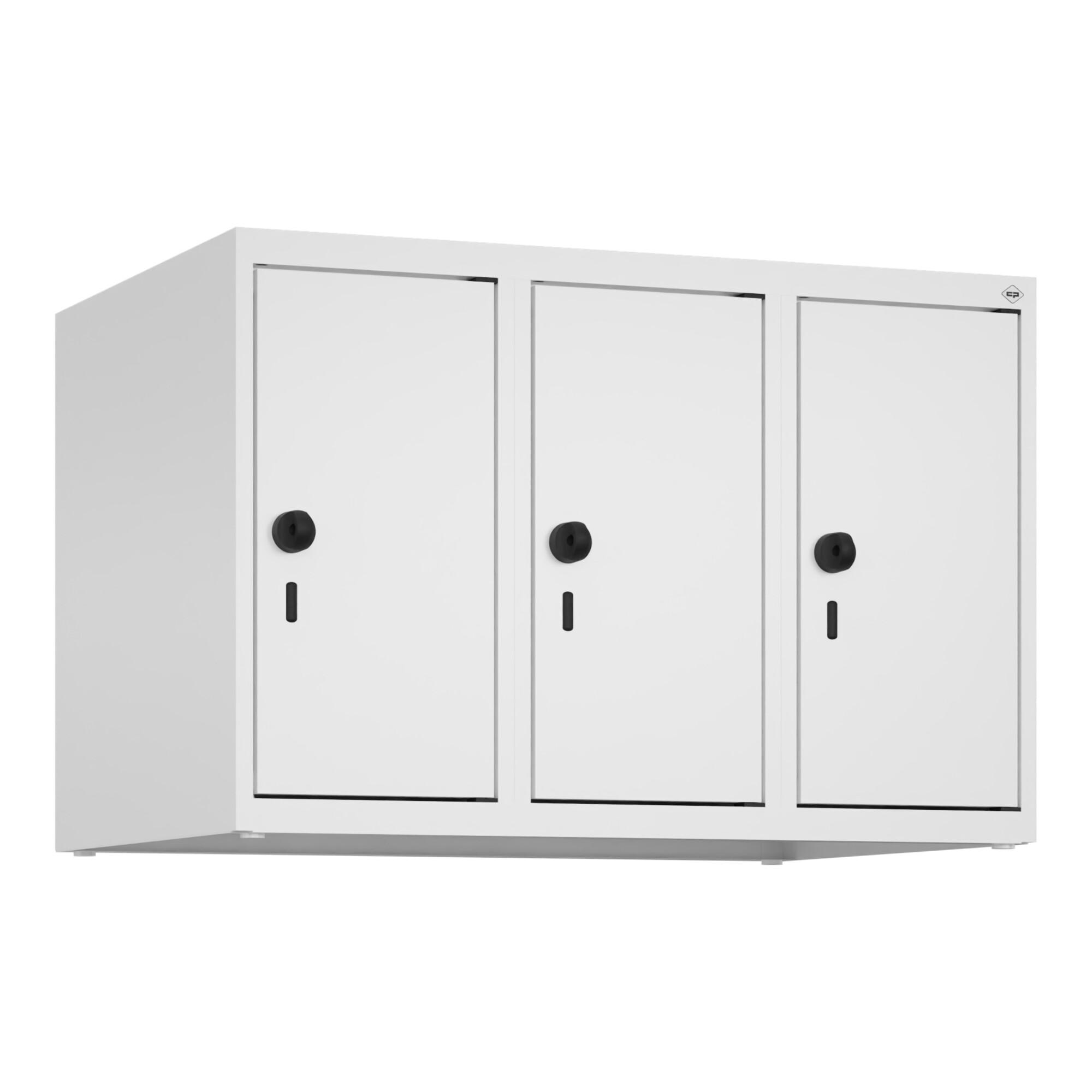 C+P Aufsatzschrank, 9016 500x750x500mm Verschluss Sicherheits-Drehriegel 3 Abteile ; C + P Möbelsysteme (080090-39|S10014)