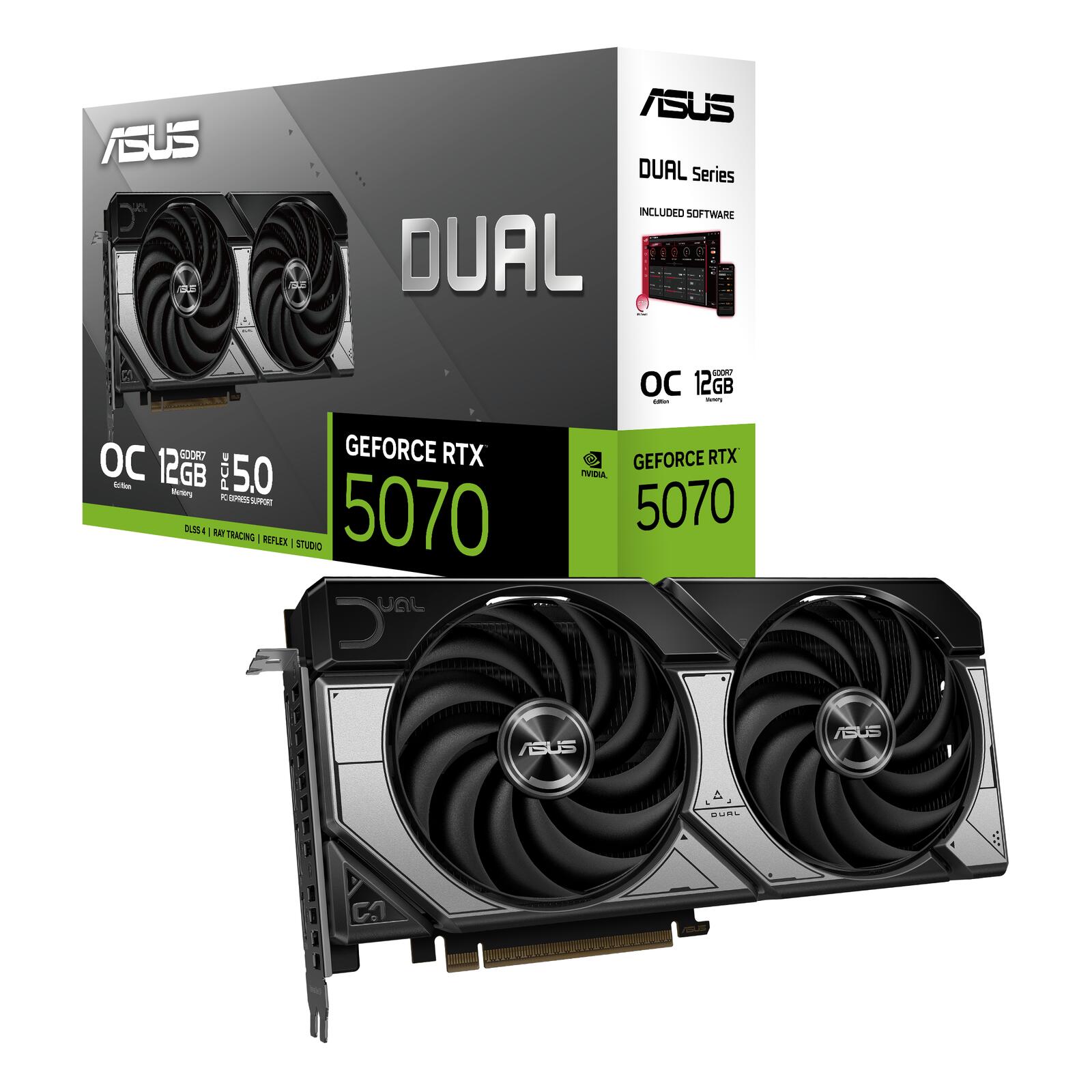 ASUS Dual GeForce RTX 5070 12GB GDDR7 OC Edition Gaming Grafikkarte 90YV0M17-M0NA00