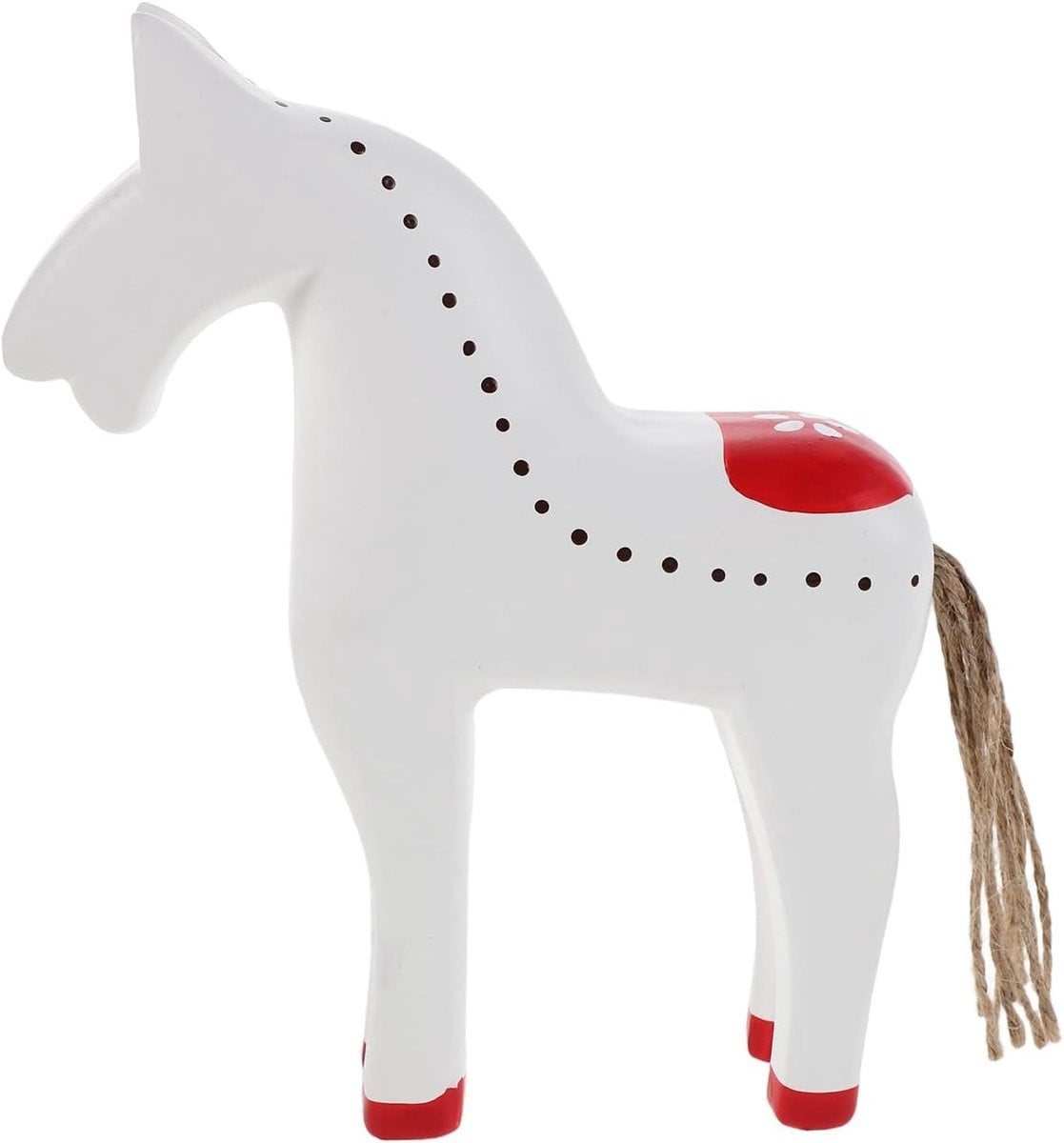 Wit houten paard beeldje handgesneden miniatuur decoratie 19 x 15 cm