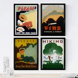 POSTER Set mit 4 Jahrgang Brandprävention A3 Schwarzer Rahmen