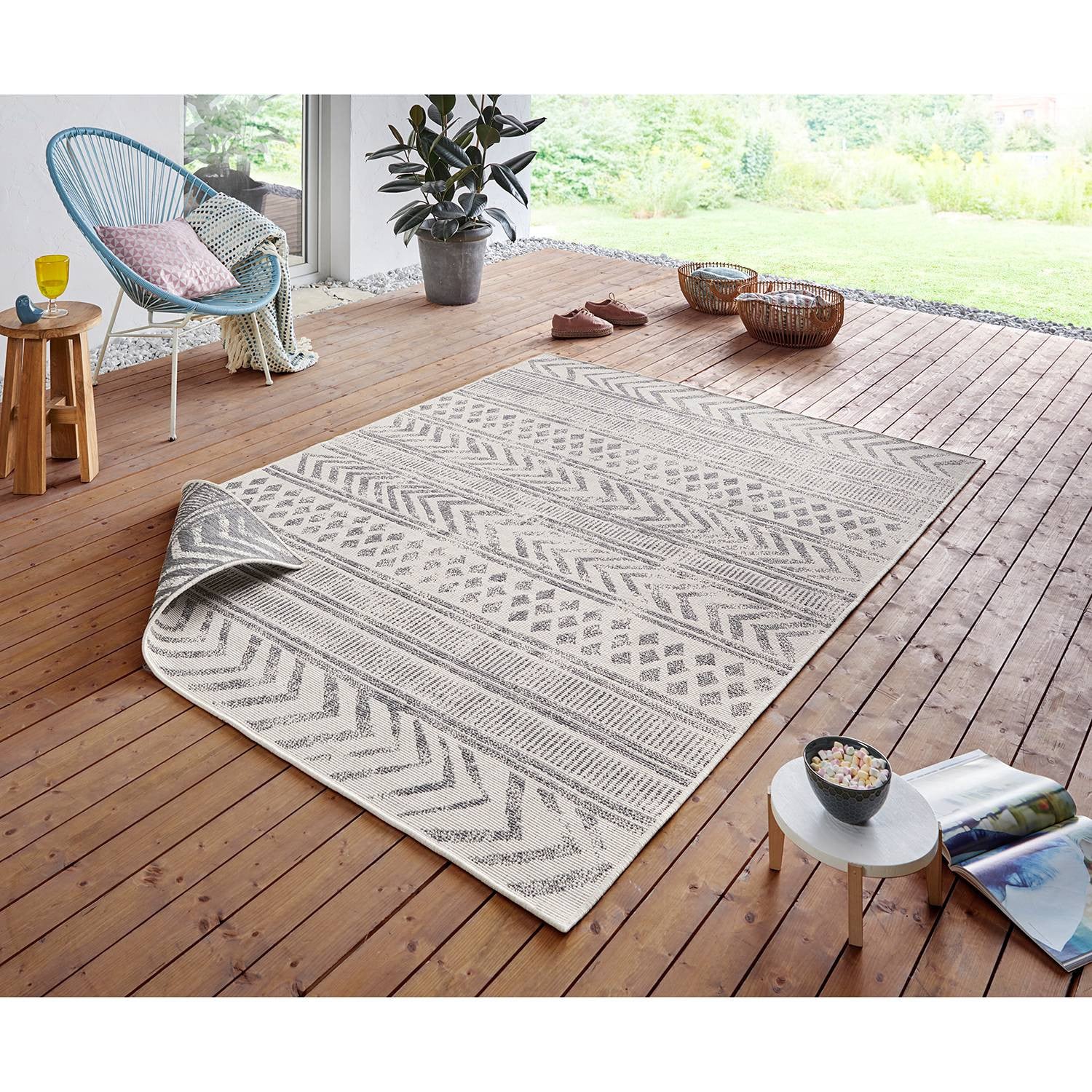 Hanse Home Wendbaar vloerkleed Biri, boho-stijl, oranje/beige/grijs, geweven kunststof, B/D: 160 x 230 cm