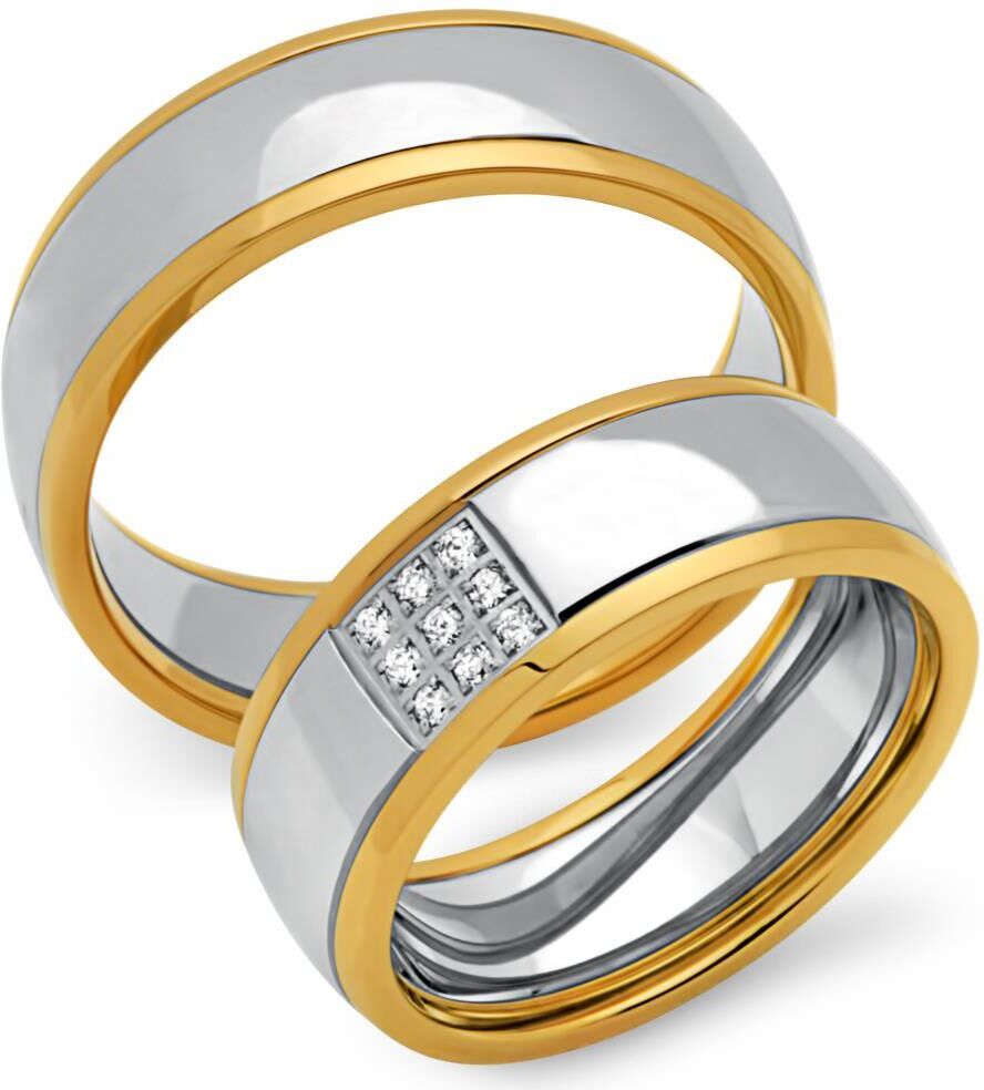 Unique Eheringe Edelstahl Eheringe 7mm Gravur silber-gold