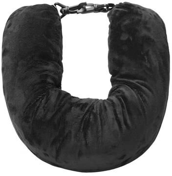Inspired Finds Portable Fillable Neck Pillow Adjustable Flannel Travel Support black