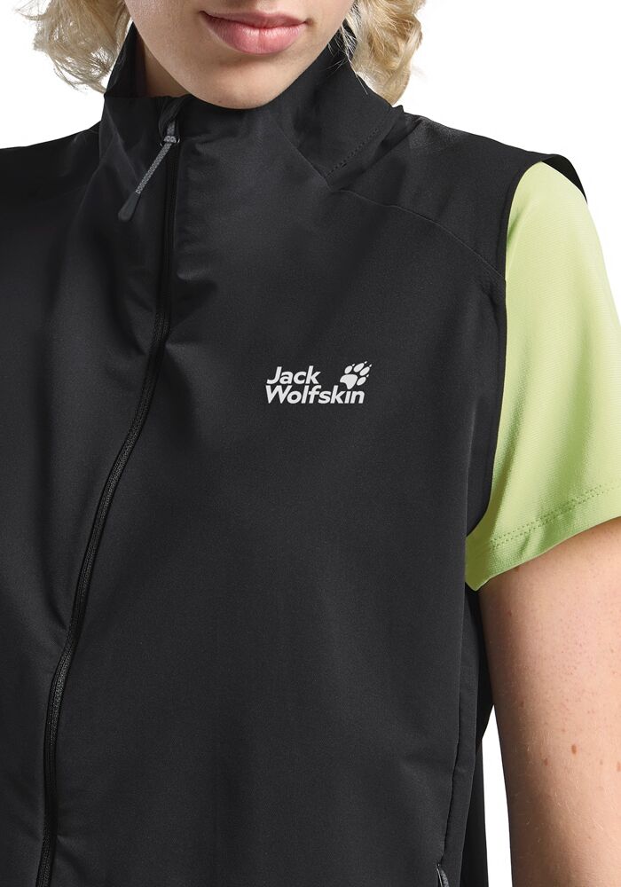 Funktionsweste JACK WOLFSKIN "PRELIGHT STRIDE VEST W", Damen, Gr. XS, schwarz, Obermaterial: 100% POLYESTER. Futter: 100% POLYESTER, Westen Funktionsweste schwarz XS