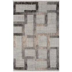 Struktur Teppich Kurzflor in Beige und Grau geometrischem Muster