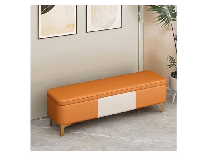 RUNZE765Z Dekorativ Aufbewahrungsbank – Eingangsbank, Schlafzimmerende des Bettes(Orange,100 * 40 * 40cm)