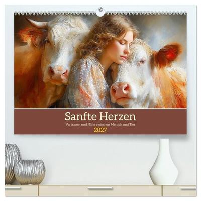 Sanfte Herzen. Vertrauen und Nähe zwischen Mensch und Tier (hochwertiger Premium Wandkalender 2027 DIN A2 quer), Kunstdruck in Hochglanz