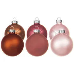 Weihnachtskugeln aus Glas, altrosa, rosa, kupfer, 6 cm Ø, 12 Stück