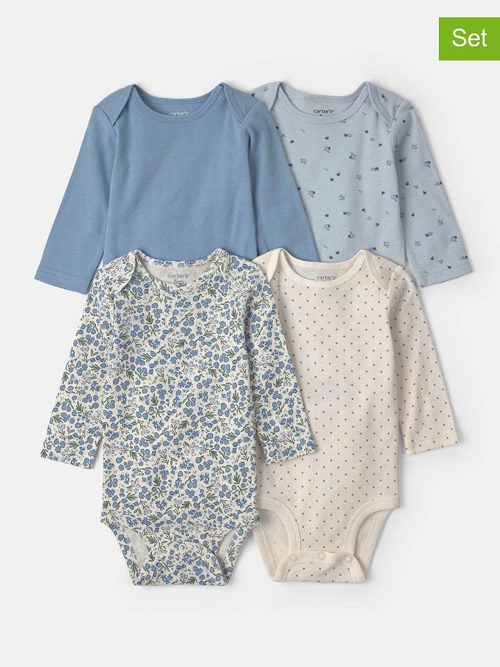carter's 4er-Set: Bodys in Hellblau/ Creme - 62