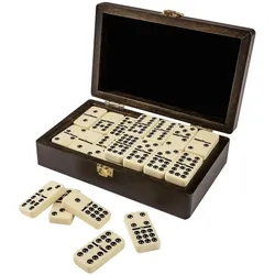 Philos Domino Doppel Walnussoptik (Deutsch, Englisch, Französisch, Italienisch, 2 - 4 Spieler)