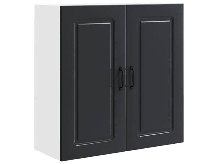 HKTMGDNG Küchen-Wandschrank Holzwerkstoff 80x31x80 cm Schwarz Moderner Hängeschrank aus Holzwerkstoff für die Küche mit 2 Türen und 3 Fächern für geordnete Geschirr-Aufbewahrung.