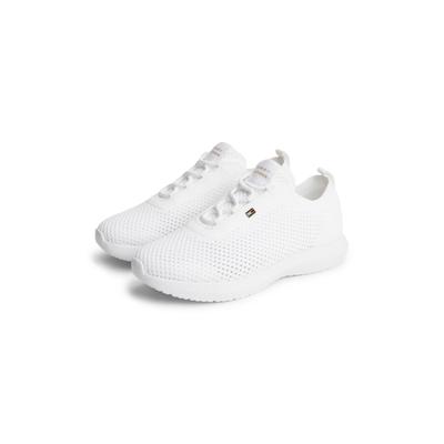 Keilsneaker TOMMY HILFIGER "TH KNIT RUNNER", Damen, Gr. 38, Textil, weiß, Schuhe, Freizeitschuh, Halbschuh, Schnürschuh mit Logoflaggen-Element