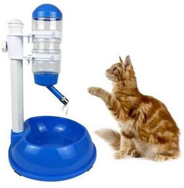 Snug & Styled Elevated Automatic Pet Water Feeder Bowl With Adjustable Stand For Cats, Rabbits & Small Dogs blue