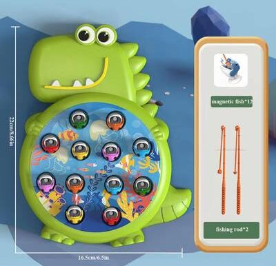 Inspired Finds Dinosaur Magnetic Fishing Game Toy For Toddlers Montessori Learning Kids Rod Game green Fishing