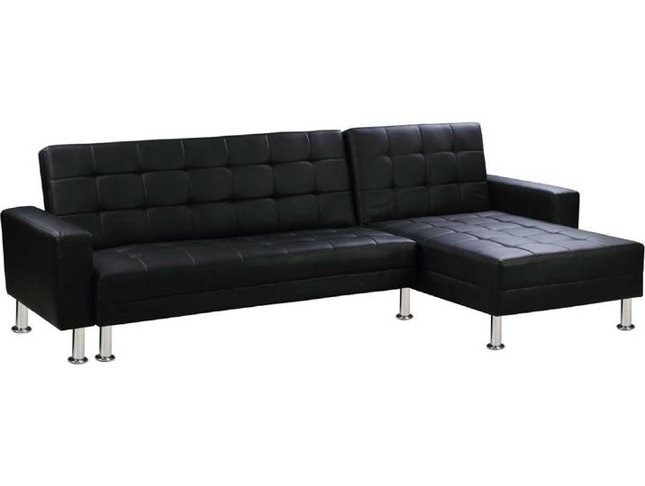 Ecksofa reversibel mit Schlaffunktion \ Theo\ - 258 x 82/147 x 82 cm - 4 Personen - Schwarz