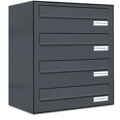 AL Briefkastensysteme 4 Fächer Premium Durchwurf Briefkasten in RAL 7016 Anthrazit Grau, Post A4, robust, wetterfest, Artikelnummer: 132P4DZ1P7016