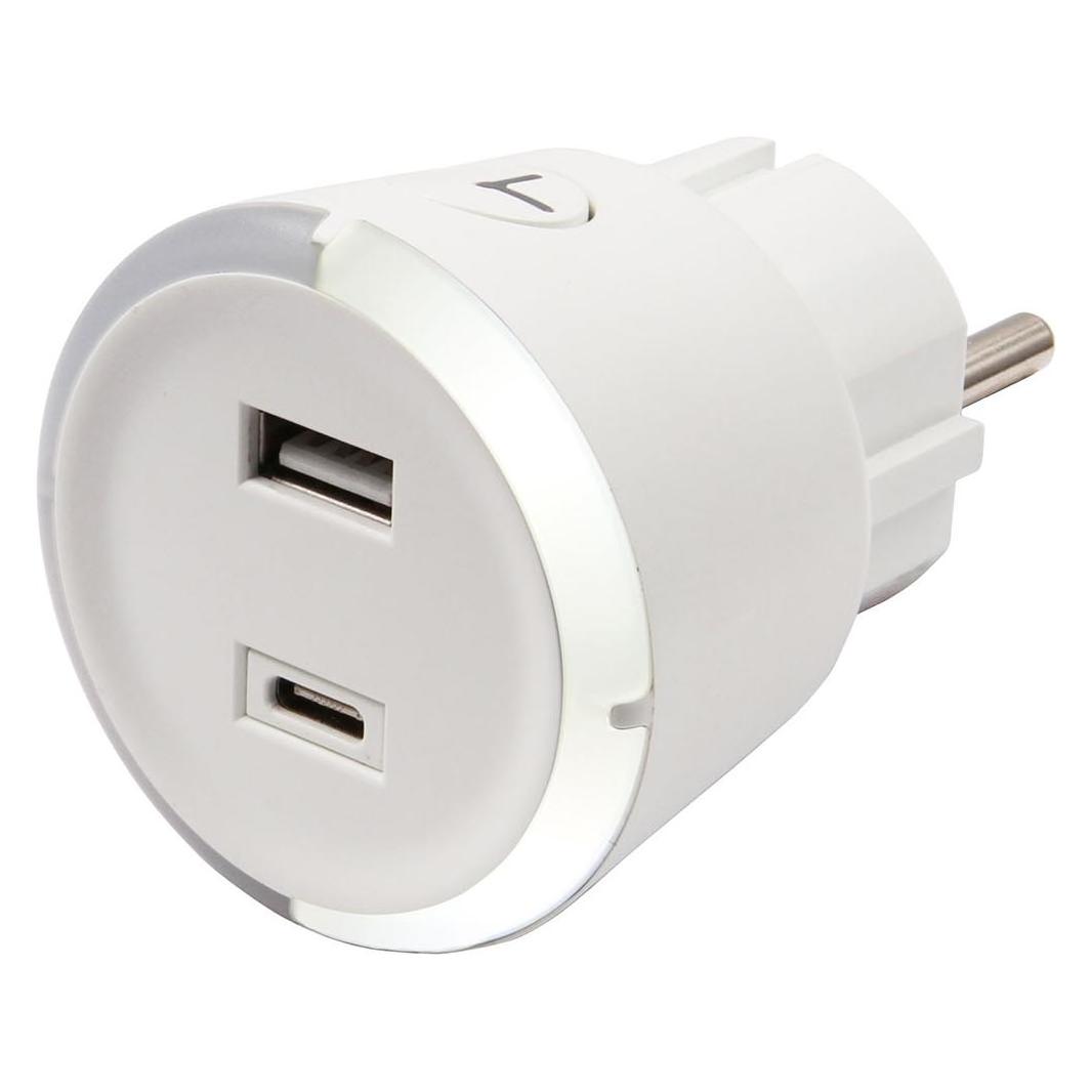 Capidi Sicherheitstimer USB A+C 1-4 Stunden 3,4A Weiss (TI USB A+C White)