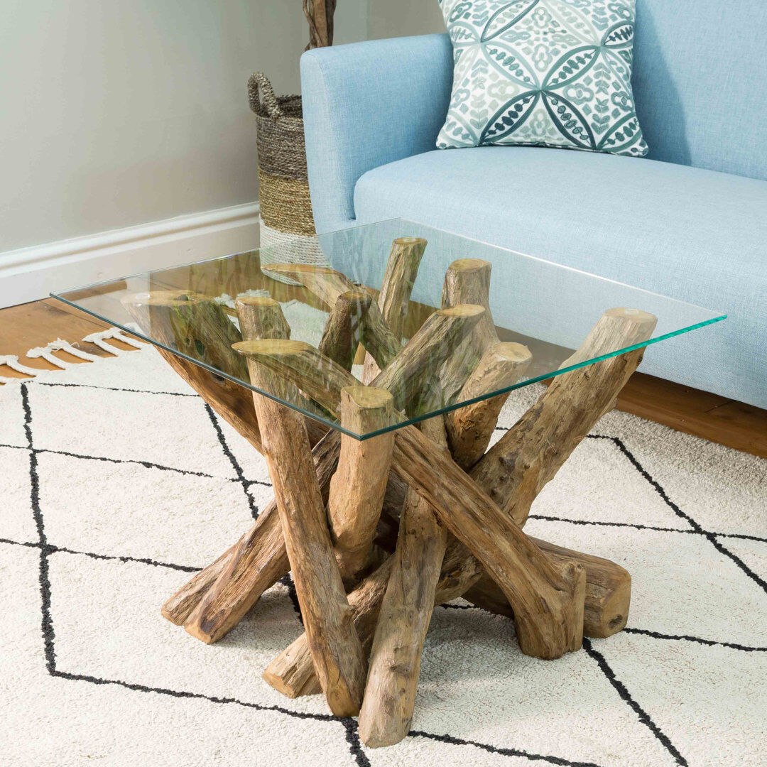 Highland Dunes Lawndale Pedestal Coffee Table Clear 46cm H X 60cm W X 60cm D