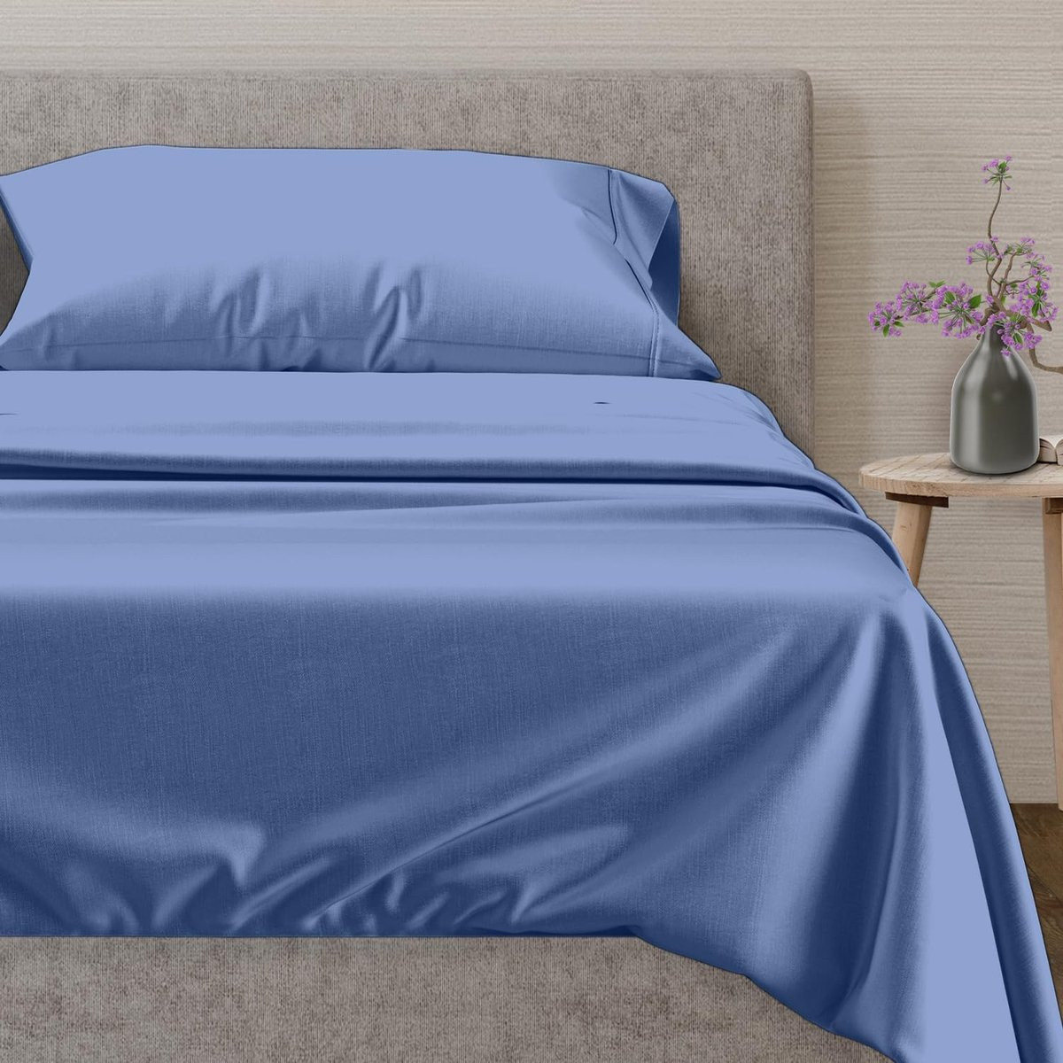 Luxe Egyptisch katoenen lakens met 600 draaddichtheid - Twin size - Blauw