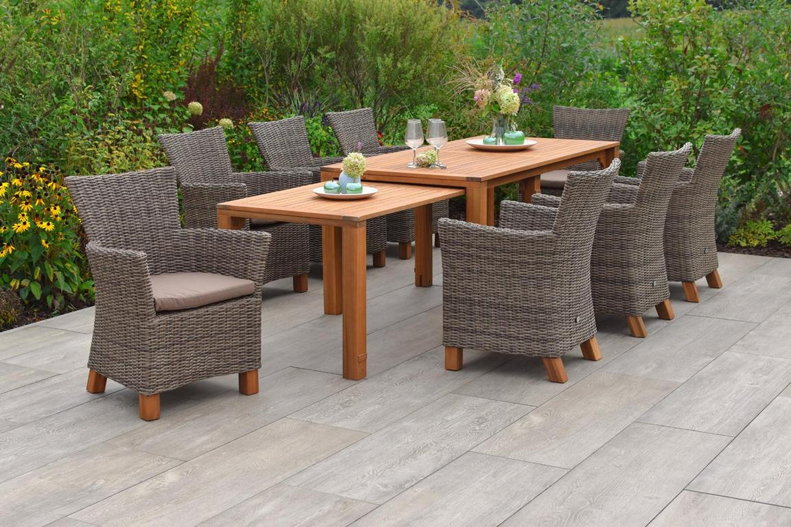 MERXXHANDELS Toskana Set 9tlg 8 Sessel Auflagen Tisch 185/370x90/73cm 16928821