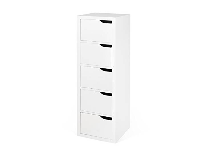 TemaHome 9000.024108 Basics Module Kommode 5 Schubläde Spannplatte/MDF, 34 x 34 x 108 cm, mattweiß