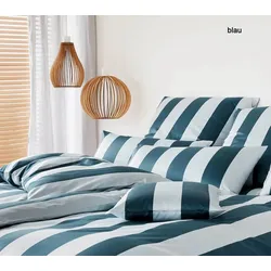 Elegante Bettwäsche Night Stripe - 135x200 cm + 80x80 cm	blau