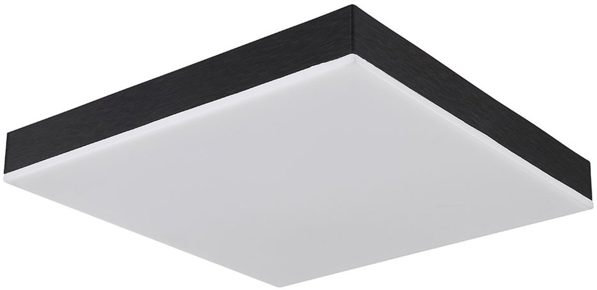 Globo Lighting Vierkante Plafondlamp Metaal en Kunststof, Zwart en Wit, 30 cm