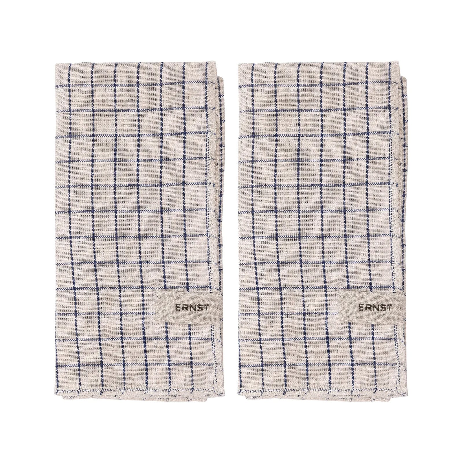 ERNST Servetten 2-pack Geruit Blauw-beige 40x40 cm