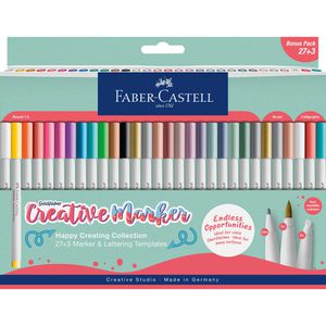 Faber-Castell Filzstifte Goldfaber Creative Marker Happy Creating, Strichbreite 1,5mm, im Etui, 30 Stück