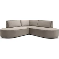 ECKSOFA Nora L-Form 3-Sitzer Universell, Samt, Taupe 223/73/223 cm