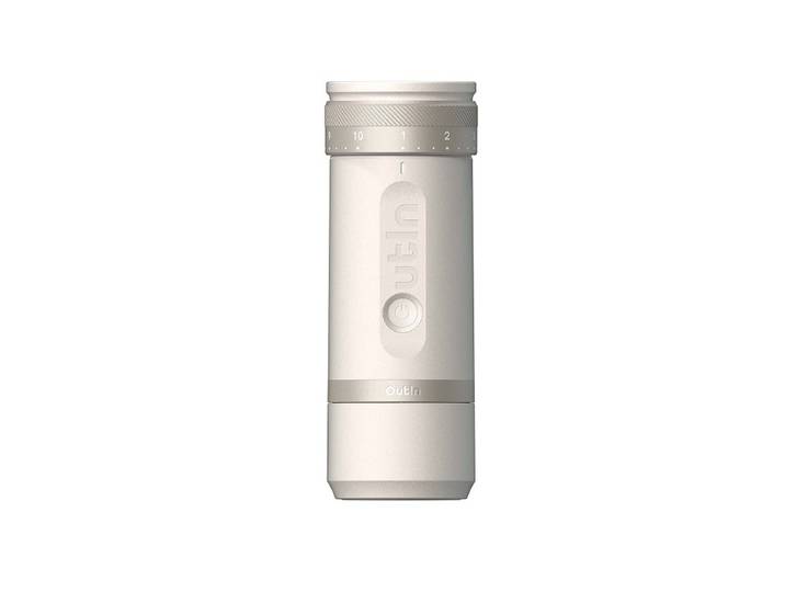 Outin Fino Moulin À Café Électrique Portable À Meules Coniques - Blanc Grès\, 28 Réglages\, Meule Inox 7 Étoiles